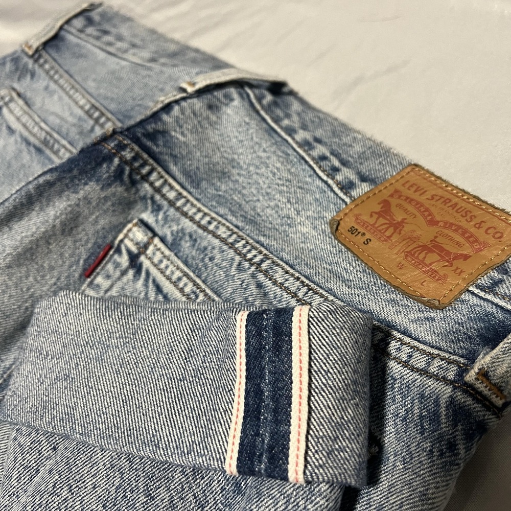 Levi's 501S White Oak Cone Selvedge Jeans Mens 29x32 Light Wash Straight Denim